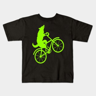 Wolf bicycle nice cute cool colorful Kids T-Shirt